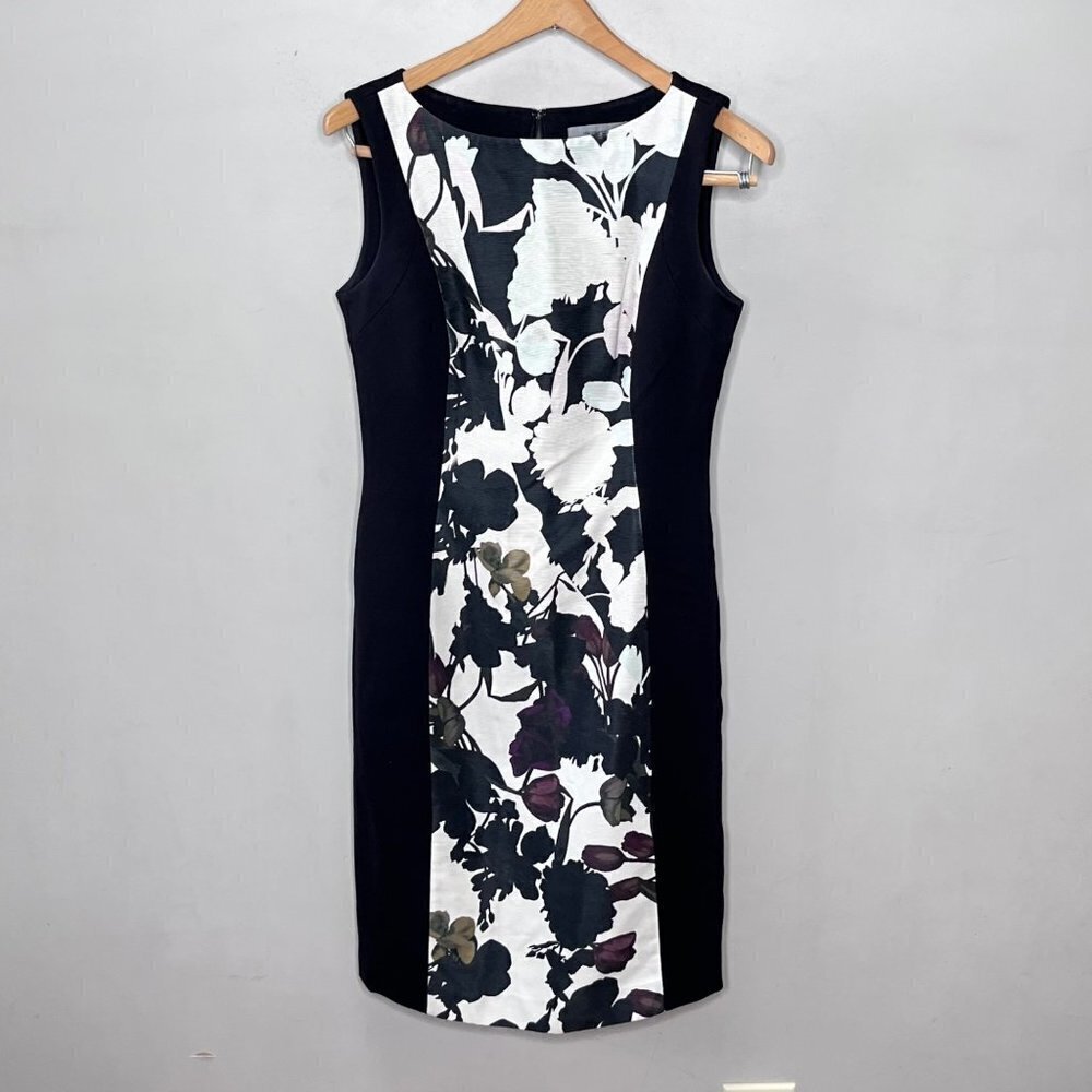 Classiques Entier Women’s Size 0 Black Garden Floral SIlk Sheath Dress
